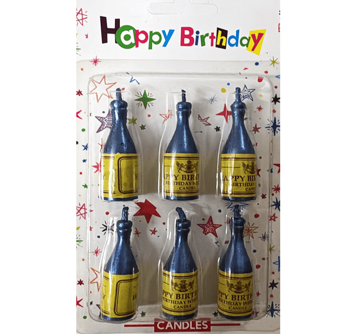 Buy Birthday Theme Candle, 6 PCS Blue Colour Small Champagne Bottle Wax Candles Cake