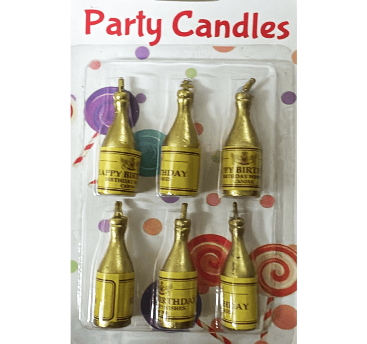 Buy Birthday Theme Candle, 6 PCS Gold Colour Small Champagne Bottle Wax Candles Cake